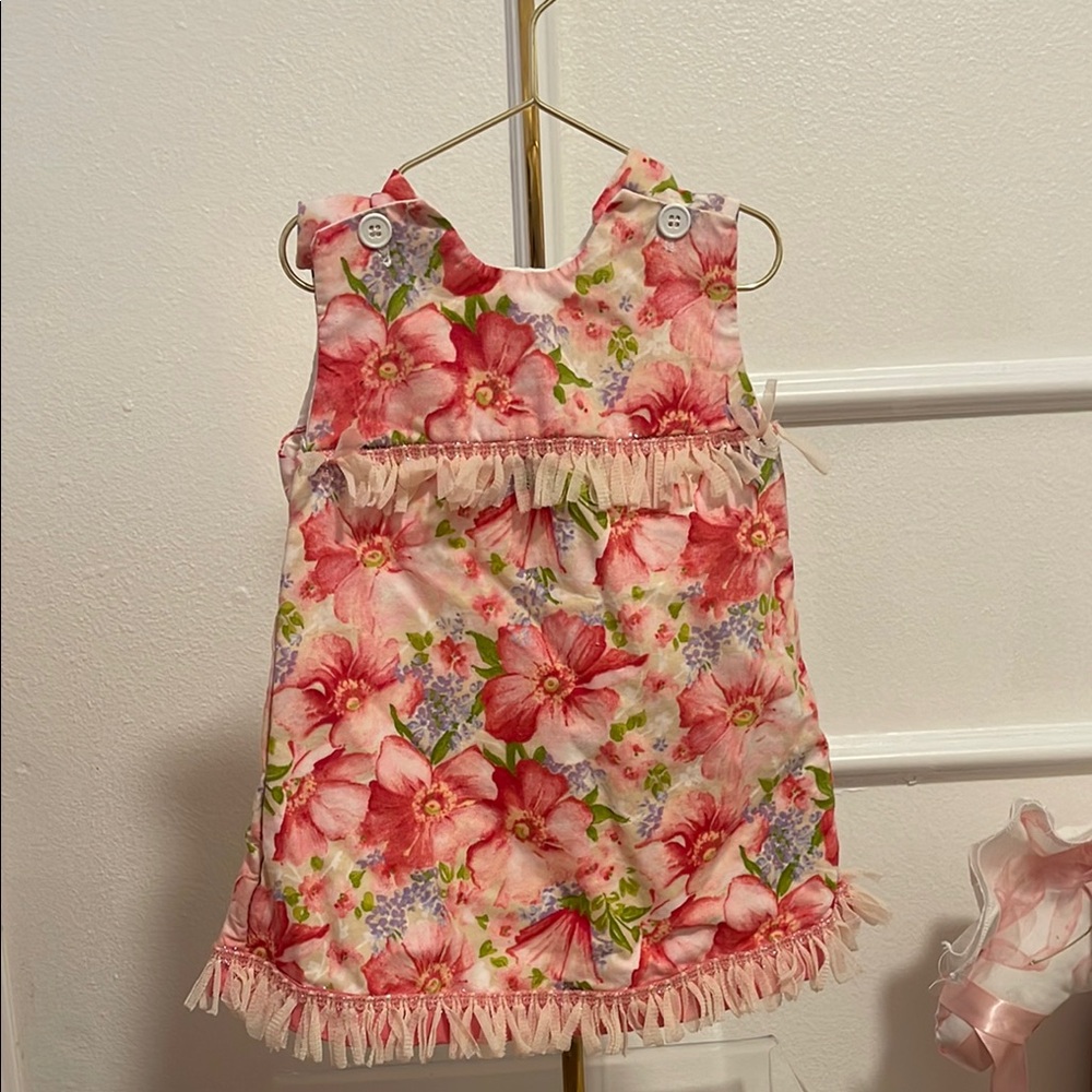 Floral Sleeveless Dress with Fringe